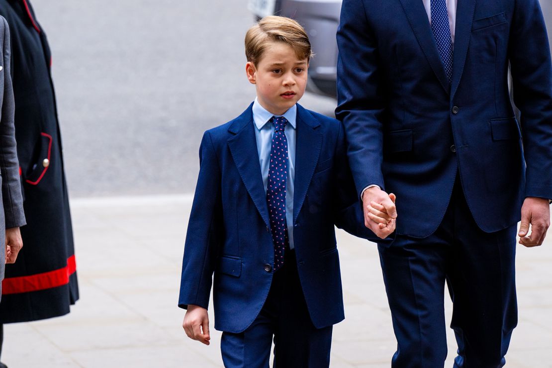 Prince George attends the memorial service for the Duke Of Edinburgh at Westminster Abbey on March 29, 2022.