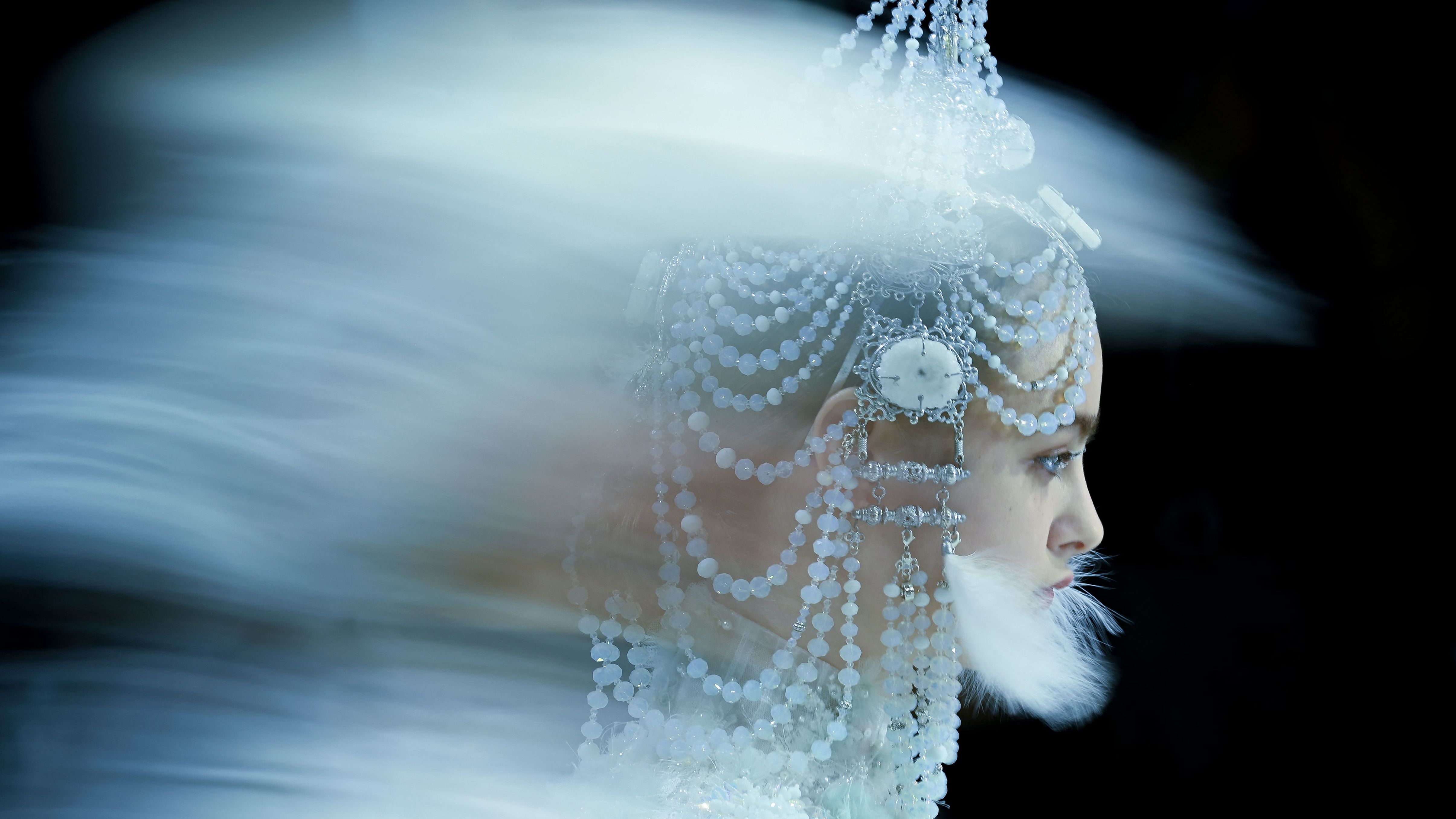 A model displays a creation from the Heaven Gaia by Xiong Ying during China Fashion Week in Beijing on Sunday, September 4.