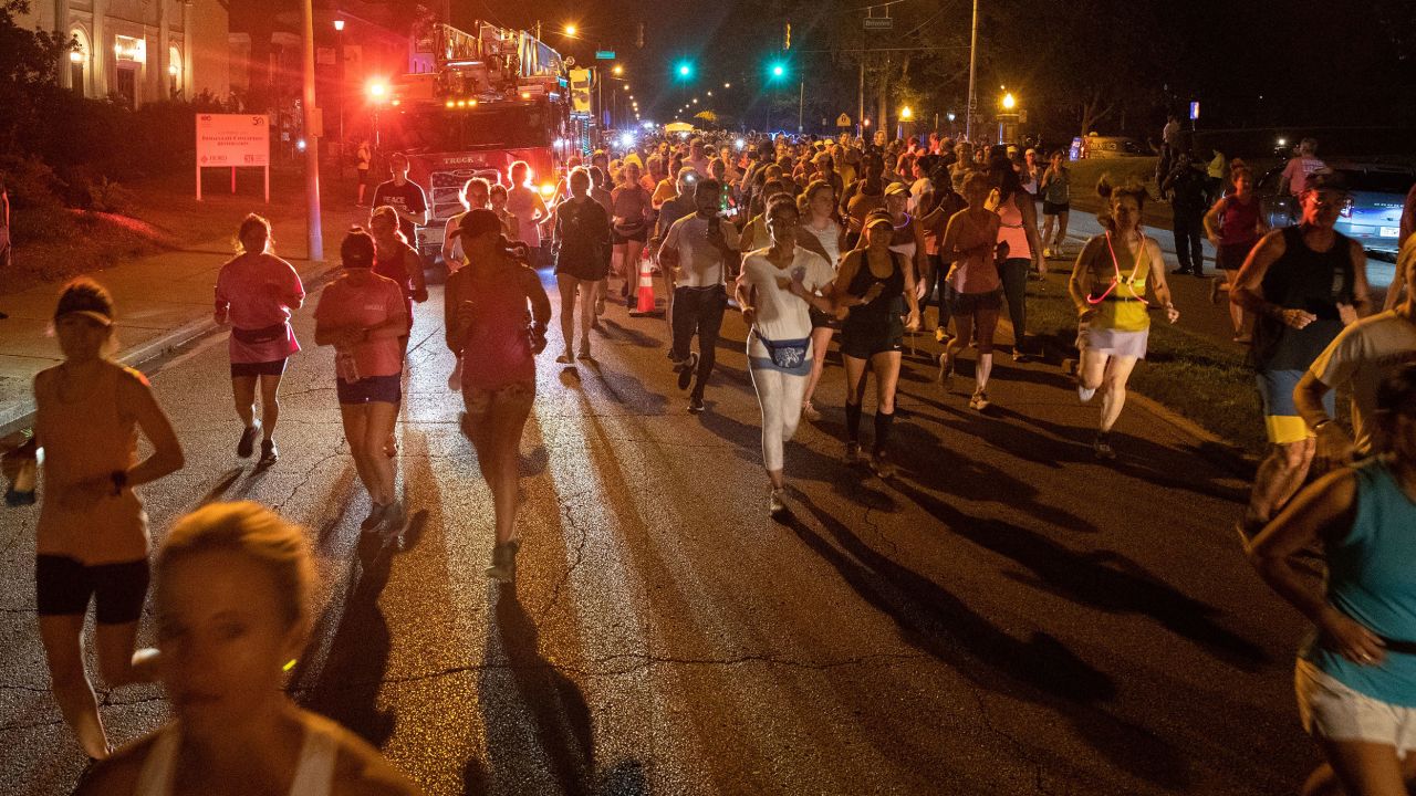 Runners start the Let's Finish Liza's Run event Friday morning.