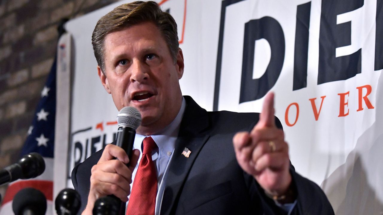 Massachusetts Republican gubernatorial candidate Geoff Diehl speaks to supporters at his primary night victory party, Tuesday, Sept. 6, 2022, in Weymouth, Mass. 