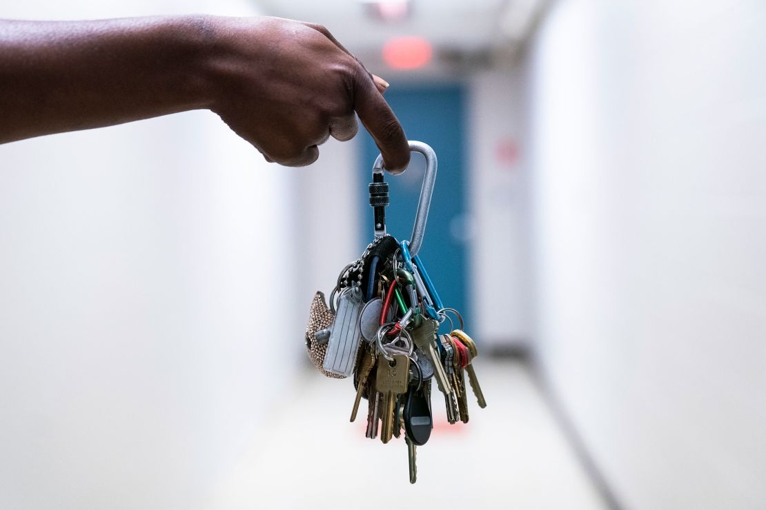 Tiffany Simmons, the property manager at Stevens Square Residence, holds keys to the many properties she manages.