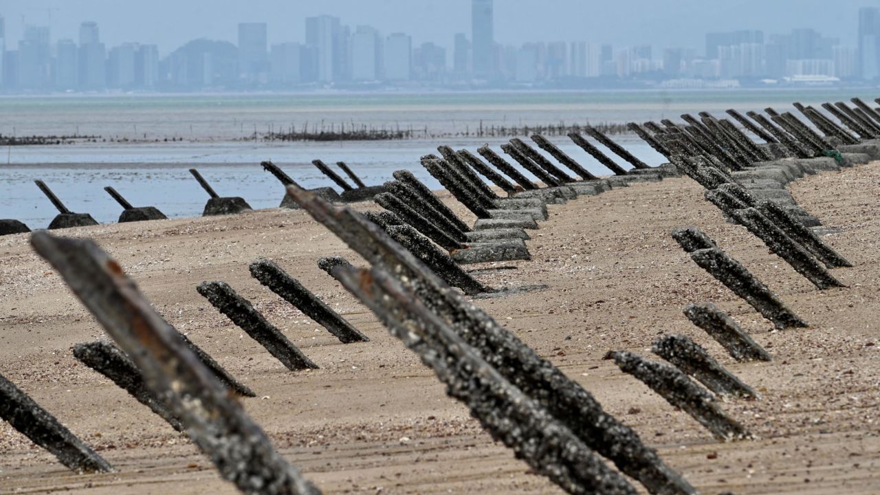 Anti-invasion spikes along the coast of Taiwan's Kinmen islands.