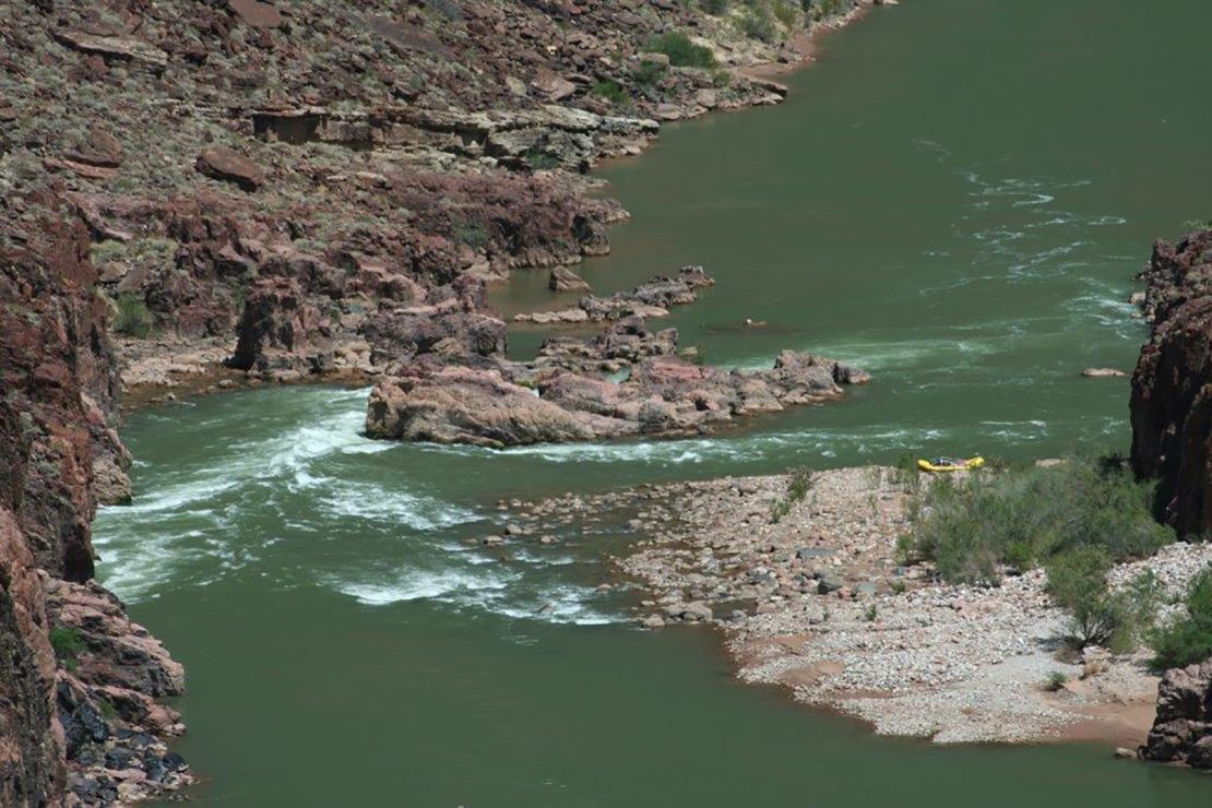 Bedrock Rapids, where the Colorado River is divided in two.
