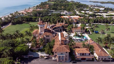 An aerial view of former President Donald Trump's Mar-a-Lago home after Trump said that FBI agents raided it, in Palm Beach, Florida, August 15, 2022. 