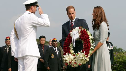 Prince William and Catherine at the Kranji War Memorial in Singapore in 2012.