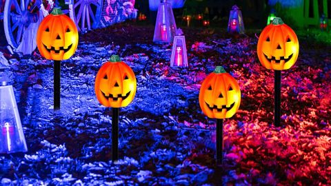 Twinkle Star Halloween Decorations Jack-o'-Lantern Garden Stakes, 4-Pack