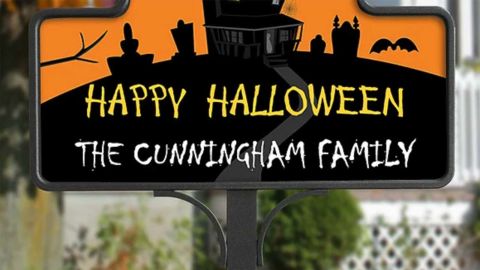 Haunted House Personalized Magnetic Garden Sign
