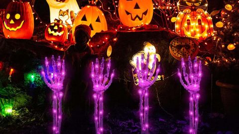 Clodegs Halloween Decorations Outdoor Light Up Skeleton Arm Decorations