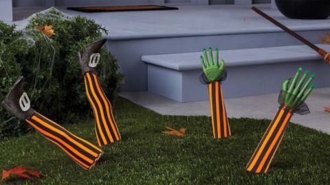 Yard Stake Witch Feet Halloween Decorative Holiday Scene Prop