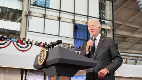 President Joe Biden delivers remarks on the bipartisan infrastructure law at Boston Logan International Airport on September 12, 2022.