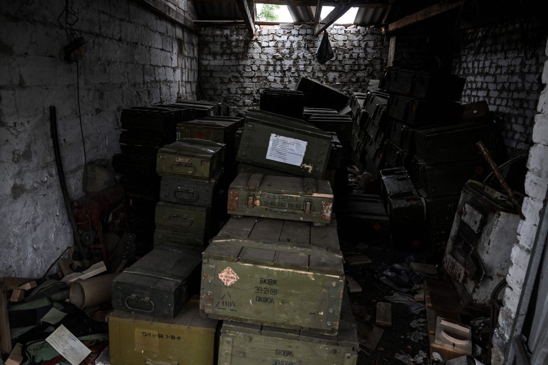 Abandoned Russian munitions lie in a village on the outskirts of Izium, Ukraine, on Sunday.
