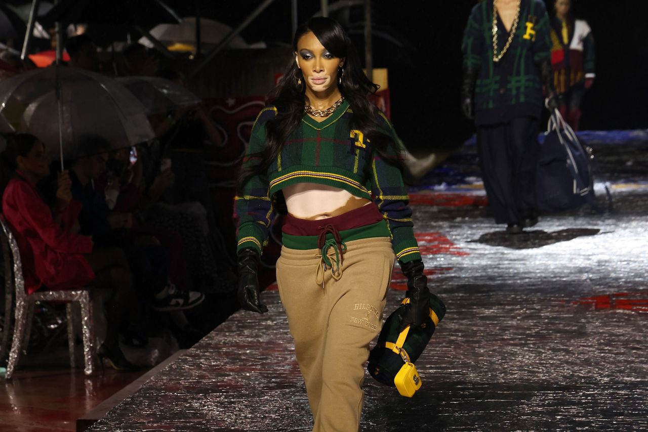 Winnie Harlow at "Tommy Factory," which took place at a waterfront drive-in movie theater in Brooklyn.