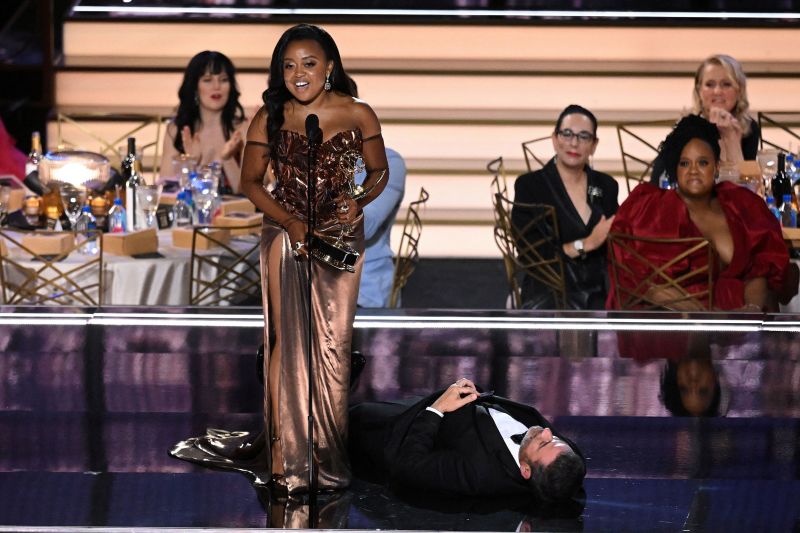 Quinta Brunson had to step over Jimmy Kimmel to accept her Emmy | CNN