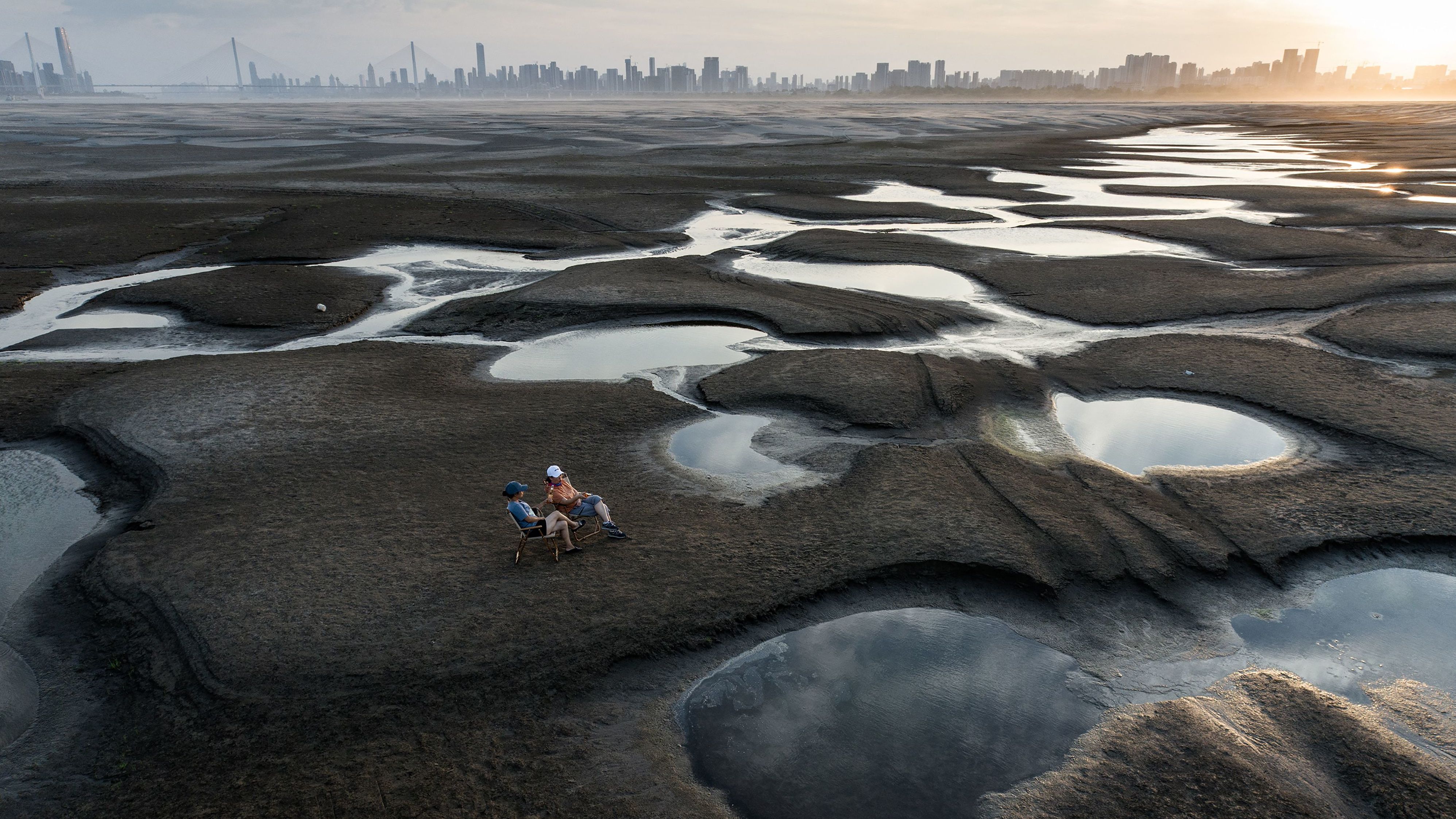 Parts of the Yangtze River have dried up from the extreme heat.