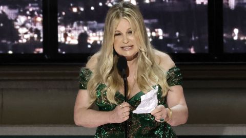 Jennifer Coolidge gives an acceptance speech during the 74th Primetime Emmys at the Microsoft Theater on September 12 in Los Angeles, California. 