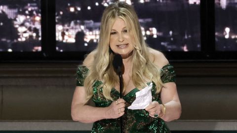 Jennifer Coolidge gives an acceptance speech during the 74th Primetime Emmys at Microsoft Theater on September 12 in Los Angeles, California.