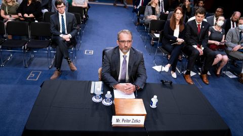 Peiter Zatko, known as Mudge in the computer hacking community, testifies before the Senate Judiciary Committee on Capitol Hill in Washington, D.C., U.S., September 13, 2022. Photo by Sarah Silbiger for CNN