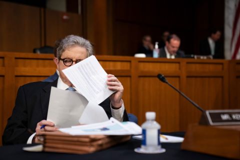 US Sen. John Kennedy, a Republican from Louisiana, reviews papers during Zatko's testimony.