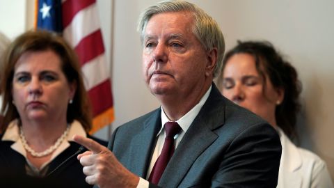 Sen. Lindsey Graham discusses his abortion proposal during a news conference on Tuesday, September 13, 2022, in Washington. 