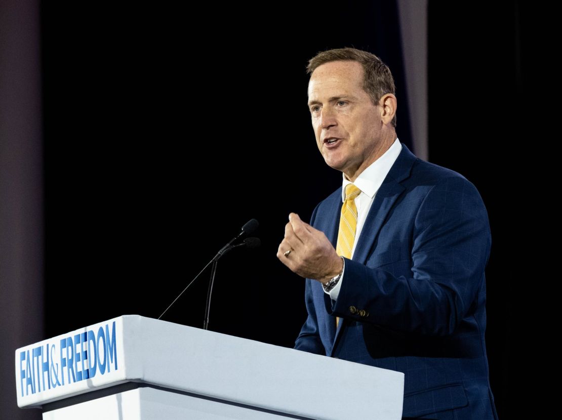 Republican Rep. Ted Budd of North Carolina speaks on the last day of the annual "Road To Majority Policy Conference" held by the Faith & Freedom Coalition at the Gaylord Opryland Resort & Convention Center June 18, 2022 in Nashville, Tennessee.