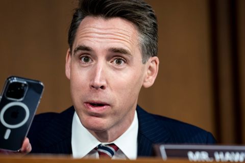 US Sen. Josh Hawley, a Republican from Missouri, questions Zatko on Tuesday. Zatko's hearing showed the extent to which Twitter may be vulnerable to foreign exploitation, making his testimony 