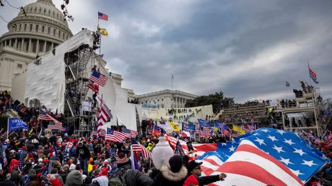 Trump supporters clash with police and security forces as people try to storm the US Capitol in Washington, DC, on January 6, 2021. 