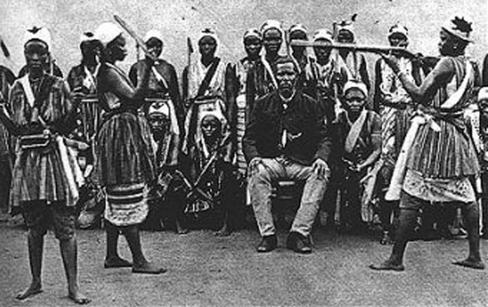 An image of the Dahomey Amazons, the all-female military regiment of the Kingdom of Dahomey (now Benin) which lasted until the end of the 19th century. "The Woman King" tells the story of these warriors.