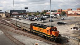 CHICAGO, ILLINOIS - SEPTEMBER 13: A BNSF engine pull Metra commuter train cars at the Metra/BNSF railroad yard outside of downtown on September 13, 2022 in Chicago, Illinois. Metra, the largest rail service carrying commuters from the suburbs to downtown Chicago, said that it would be forced to suspend service on many of its lines if freight rail workers go on strike. In addition to the Metra disruptions in Chicago, Amtrak announced that it will temporarily cancel three of its long-distance, nationwide routes that run out of Chicago and rely on freight lines, citing a potential strike by the workers. Beginning Tuesday, the Southwest Chief from Chicago to Los Angeles, the California Zephyr from Chicago to San Francisco and the Empire Builder from Chicago to Seattle will be suspended.   (Photo by Scott Olson/Getty Images)