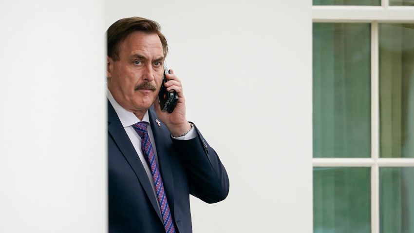 WASHINGTON, DC - JANUARY 15: MyPillow CEO Mike Lindell waits outside the West Wing of the White House before entering on January 15, 2021 in Washington, DC. (Photo by Drew Angerer/Getty Images)