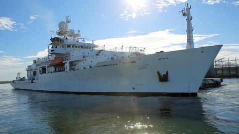 Military Sealift Command's oceanographic survey ship USNS Maury (T-AGS 66) pulls into Naval Station Norfolk.