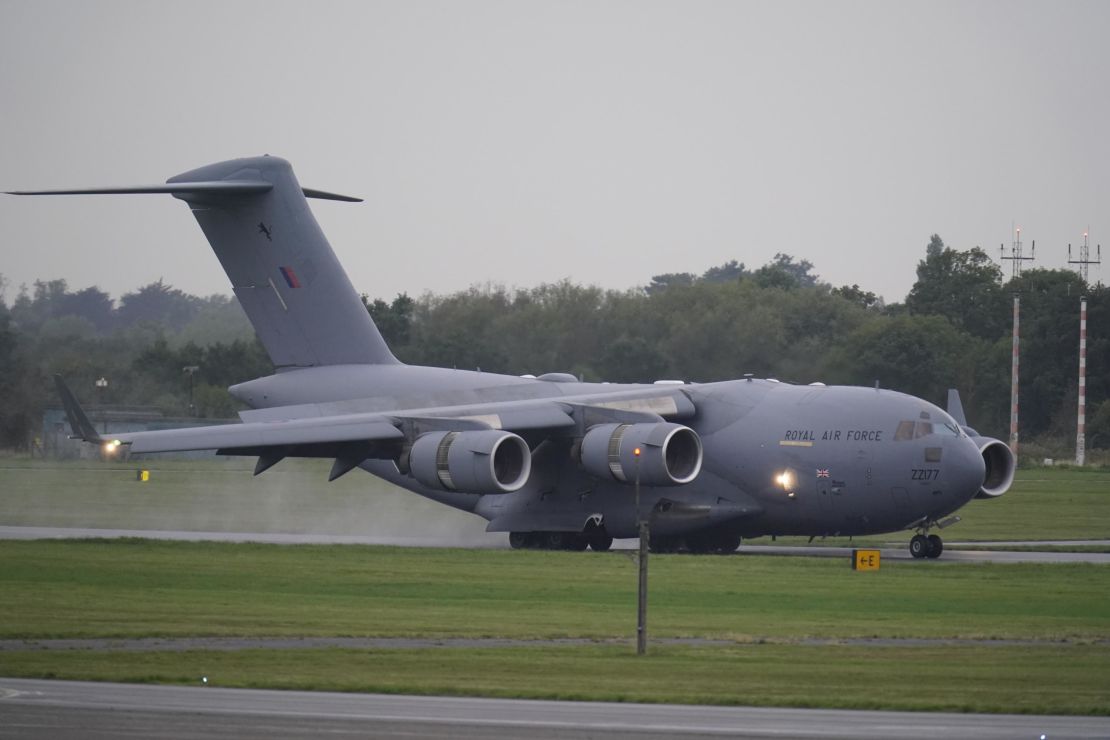 The RAF C-17 globemaster plane transported Her Majesty's coffin.