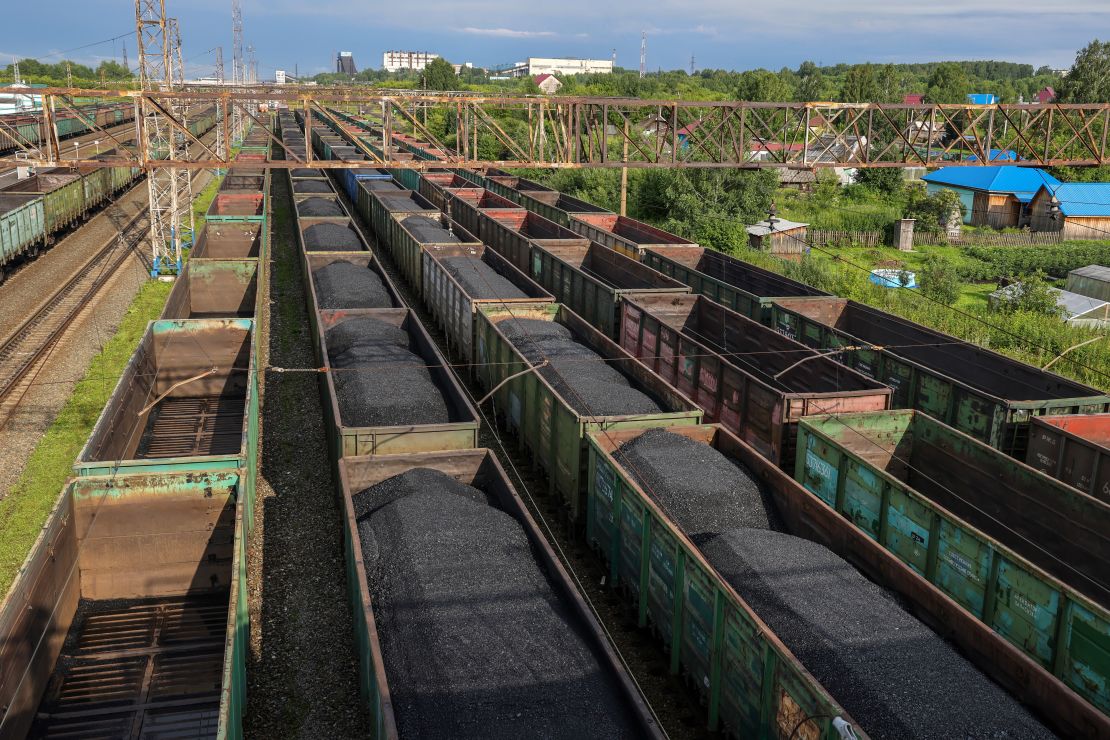 Coal in freight wagons ahead of shipping at Tomusinskaya railway station near Mezhdurechensk, Russia, on Monday, July 19, 2021.