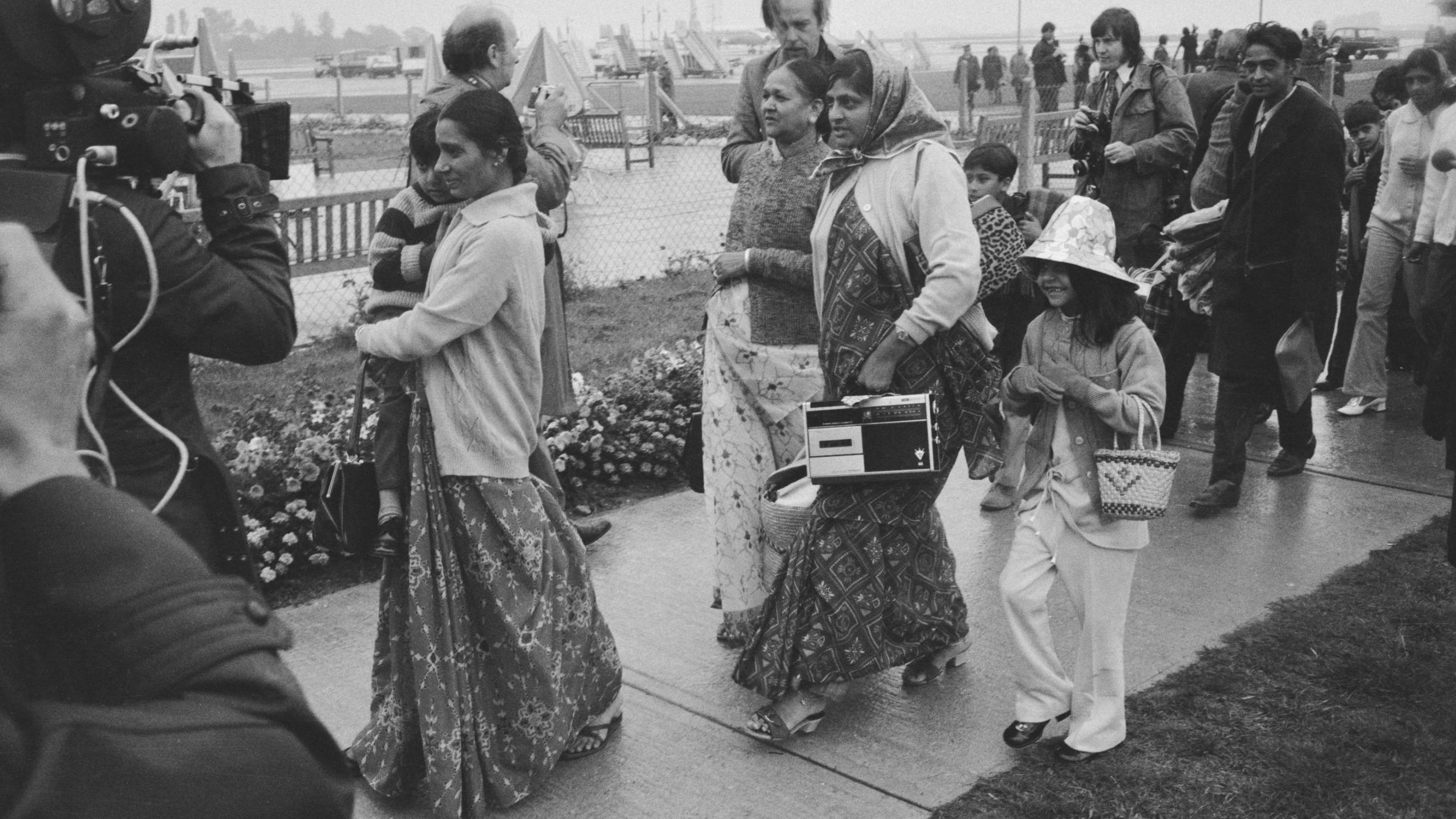 The first plane of Ugandan Asian evacuees arrive at Stansted Airport on September 18, 1972. 