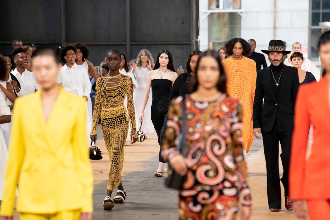 Hearst also reduced the runway show's ecological footprint by working with the company Climeworks to capture an equal amount of carbon from the air, not just offset it.