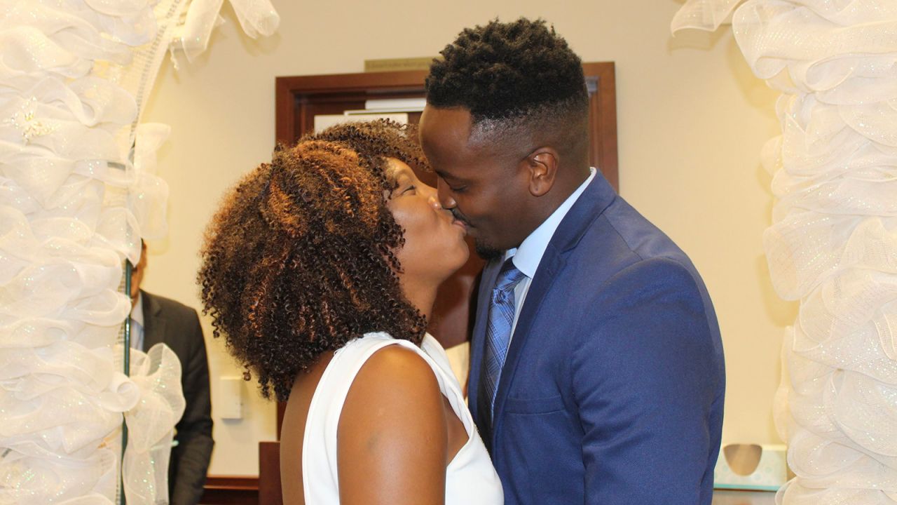<strong>Wedding day: </strong>Andye and Steven got married in a courthouse on September 16, 2019, on the three-year anniversary of their Metro meeting.