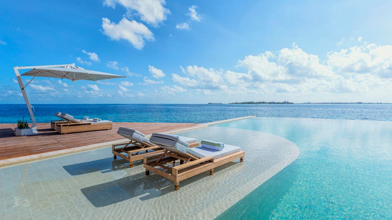 <strong>Kudadoo Maldives Private Island Resort: </strong>This 15-villa resort in the Maldives Lhaviyani Atoll is one of the most sustainable resorts in the Maldives. Click through to learn more.