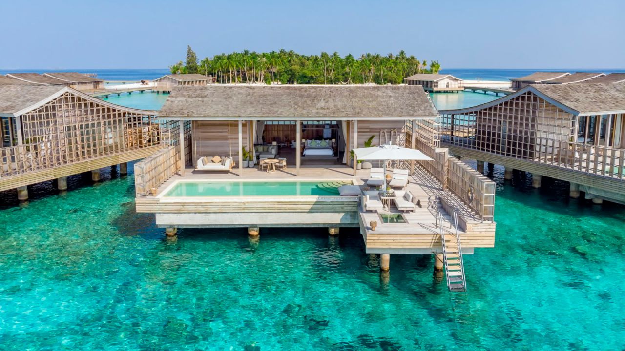 <strong>The accommodations:</strong> Each of the 15 overwater residences has a private pool and ocean access. The design encompasses large sliding doors on two sides, which allows for a cross-breeze. 