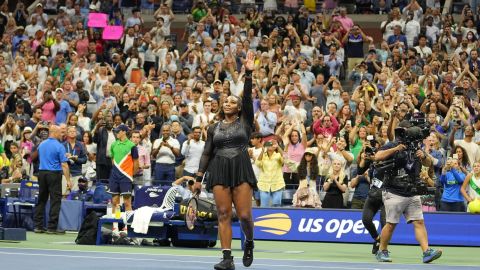 Williams waves to the crowd following her loss against Ajla Tomljanović at the US Open. 
