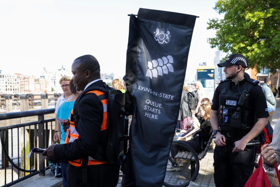 The back of The Queue is manned by an especially equipped marshal.