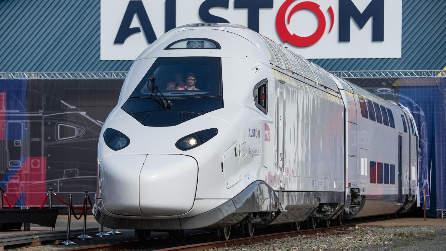 The presentation of the new SNCF's TGV "M" next generation high-speed train at the Alstom plant in La Rochelle, western France, on September 9, 2022.