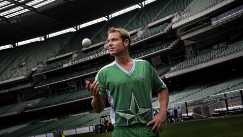 Shane Warne attends a press conference at the Melbourne Cricket Ground to announce that he is coming out of retirement to play for the Melbourne Stars in the Big Bash League Twenty20 competition on November 8, 2011. 