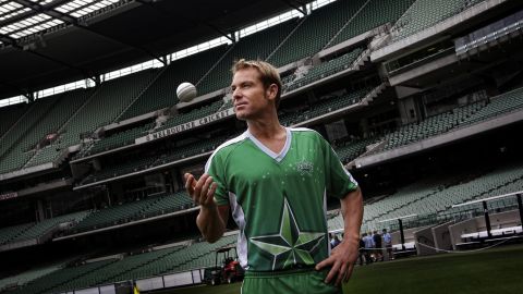 Shane Warne attends a press conference at the Melbourne Cricket Ground to announce that he is coming out of retirement to play for the Melbourne Stars in the Big Bash League Twenty20 competition on November 8, 2011.