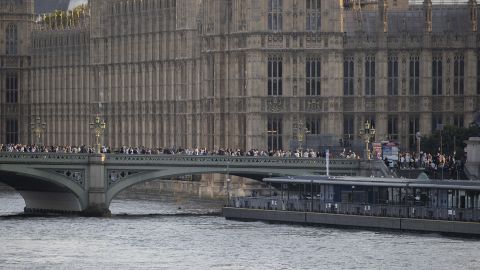 Members of the public queue to see the Queen's coffin on Wednesday.