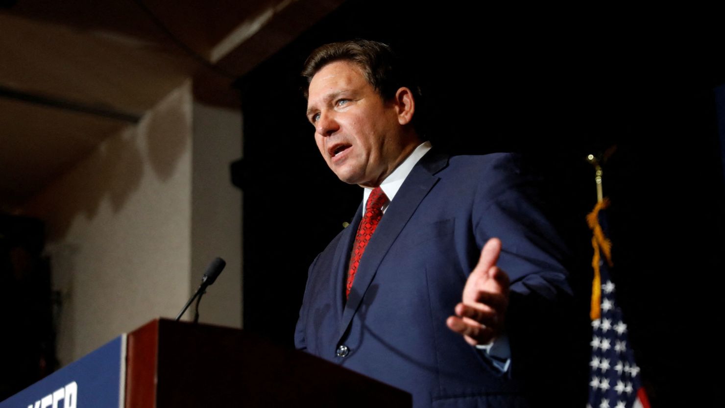 Florida Gov. Ron DeSantis speaks after the state's primary elections in Tampa on August 24, 2022.  