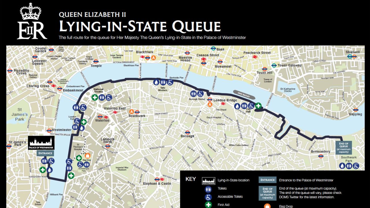 The official map of The Queue provided by the UK government.