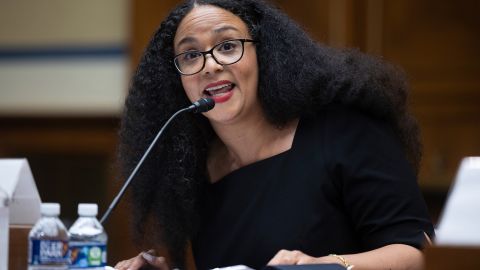 Energy Justice Law and Policy Center Executive Director Raya Salter testifies during a House Oversight and Reform Committee on alleged oil industry greenwashing and the impacts of climate change on Capitol Hill Sept. 15, 2022. 