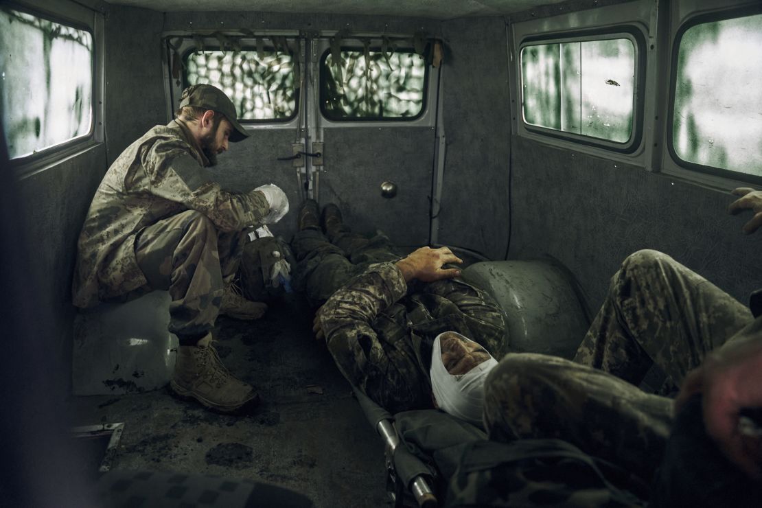 Wounded Ukrainian soldiers are seen in a vehicle in the freed territory of the Kharkiv region, Ukraine, Monday, September 12, 2022.