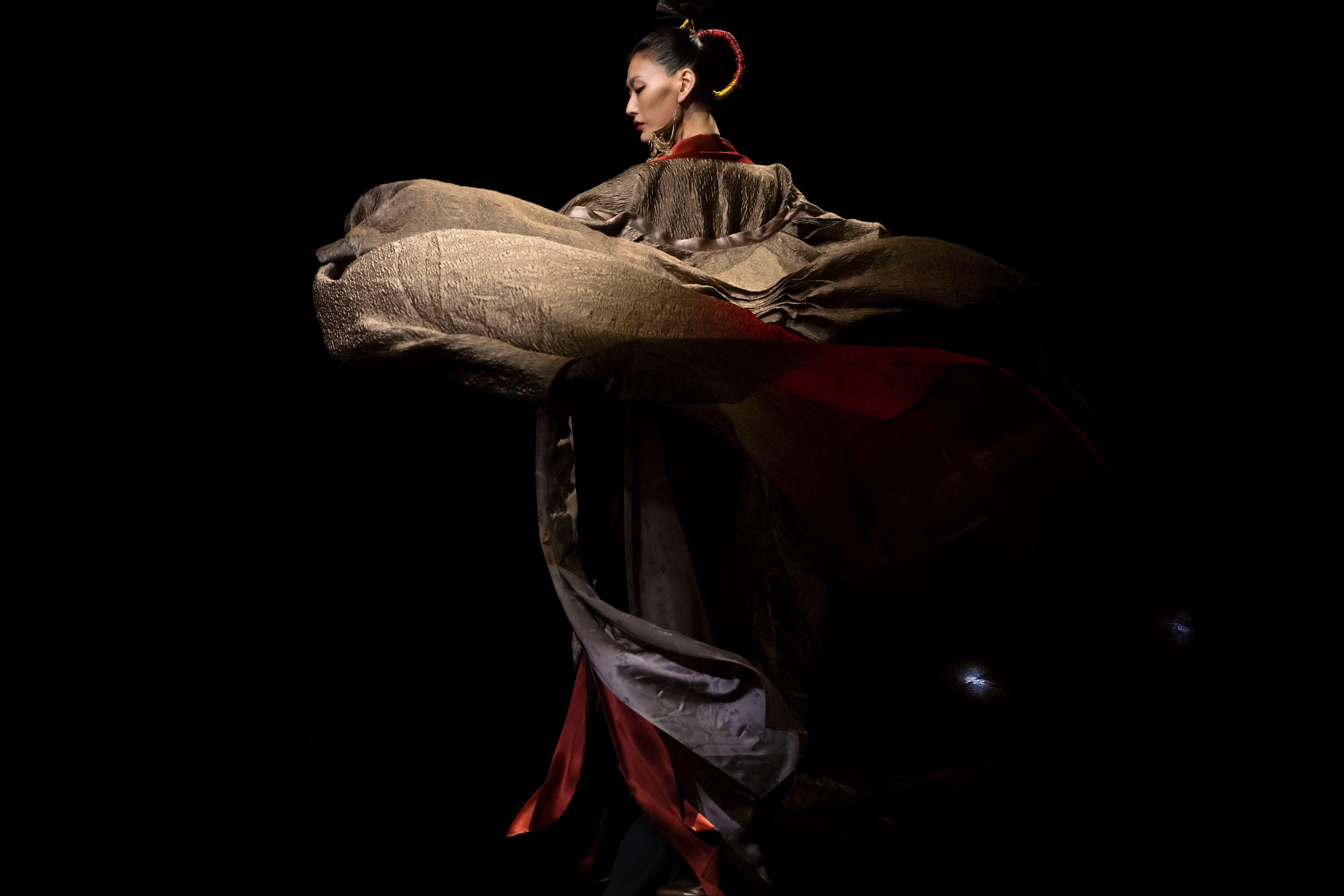 A model presents a creation by Chinese designer Ma Guai during China Fashion Week in Beijing on Saturday, September 10.