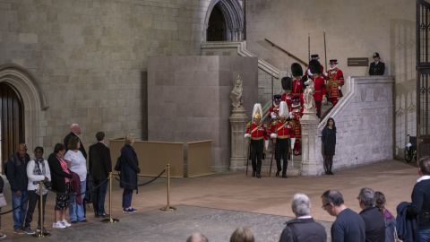 Inside Westminster Hall, where the Queen is lying in state