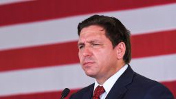 GENEVA, UNITED STATES - 2022/08/24: Florida Gov. Ron DeSantis speaks to supporters at a campaign stop on the Keep Florida Free Tour at the Horsepower Ranch in Geneva. 
DeSantis faces former Florida Gov. Charlie Crist for the general election for Florida Governor in November. (Photo by Paul Hennessy/SOPA Images/LightRocket via Getty Images)